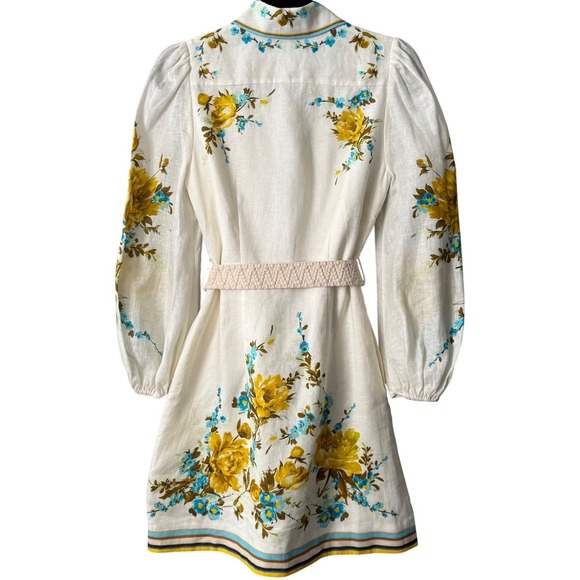 Zimmermann Halcyon Belted Floral Linen Dress US 4 Resort Luxury🌼 - Picture 11 of 13